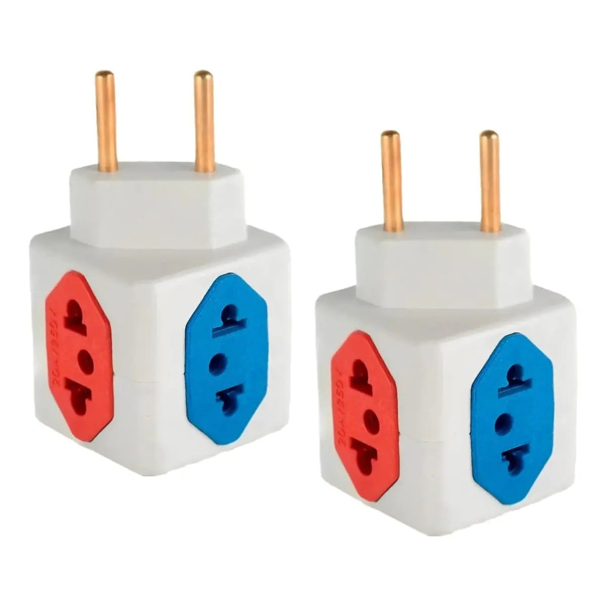 KIT Com 2 Adaptadores Benjamim Cubo 3D Com 3 Entradas de Tomada 10 Amperes E 1 Entrada de Tomada 20 Amperes CORES SORTIDAS Plug Padrão Novo 3 Pinos Resistente PREMIUM ONYK