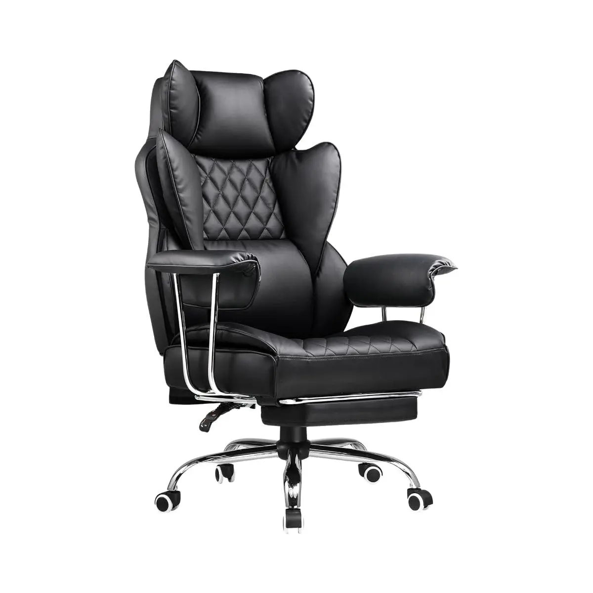 Cadeira De Escritorio Poltrona Luxemburgo Ergonômica Couro Sintético Tecnológica Com Molas Ensacadas Reclinável Suporte Lombar Apoio De Pés E Braços Macio Resistente Suporta 200kg Luvinco