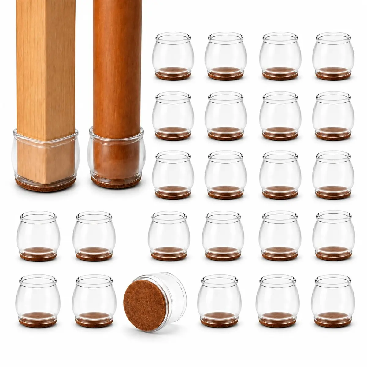 Protetor para Pés de Cadeira de Silicone 3 cm com Feltro, Kit 8 Peças | Para Cadeira, Mesa e Banqueta: Protege o Piso e Reduz Ruídos