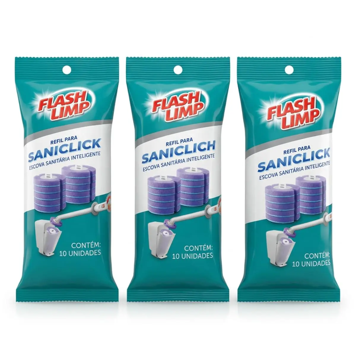 Saniclick Kit 30 Refis Descartáveis para Escova Sanitária Limpeza de Vaso Sanitário e Banheiro Cor Azul RBAN2659