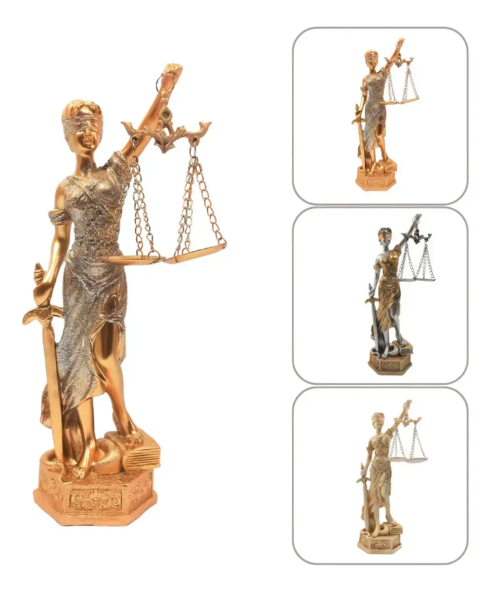 Estátua Decorativa 23cm Deusa Dama Da Justiça Themis Direito Cor Dourado - 1