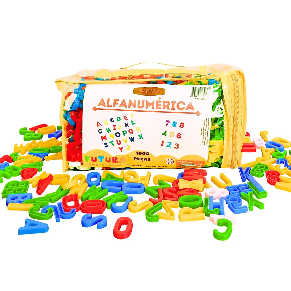 Brinquedo Educativo Sacola Alfanumérica Letras e Números 1000 Peças - 1