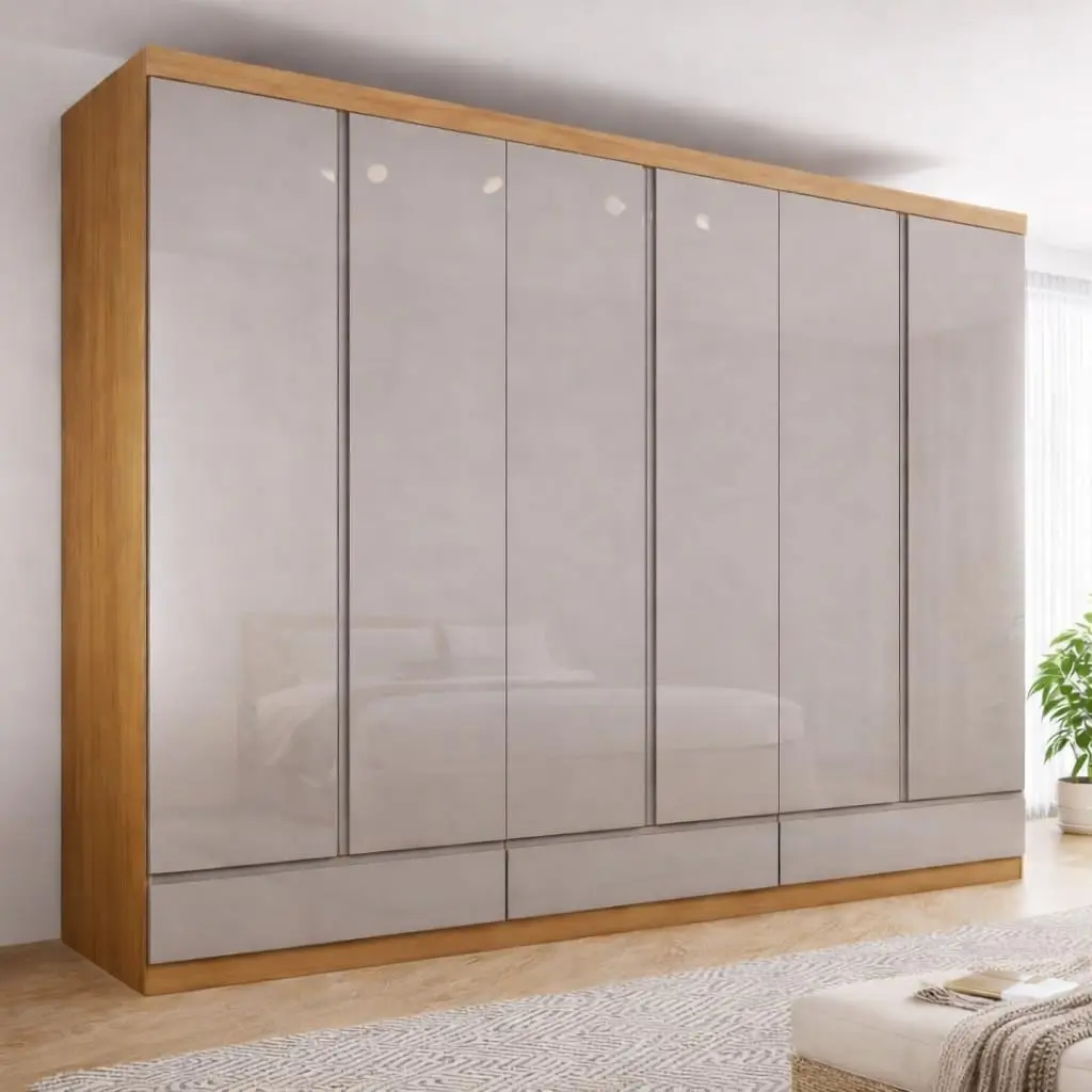 Guarda-roupa Casal 06 Portas 09 Gavetas 100% Mdf Imperial Cinamomo/Avelã