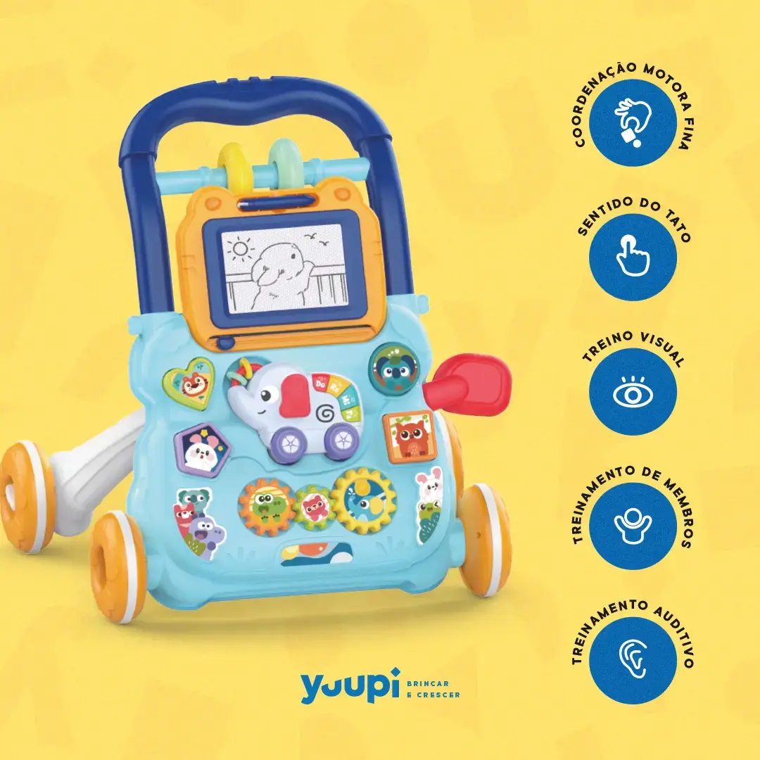 Andador Empurrador Infantil Musical Educativo Azul Yuupi thumbnail 2