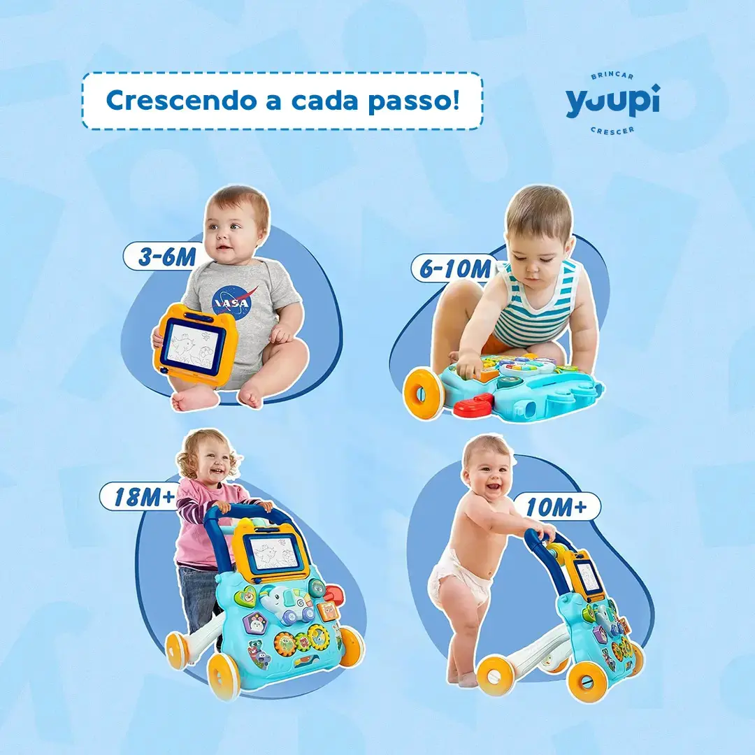 Andador Empurrador Infantil Musical Educativo Azul Yuupi thumbnail 5
