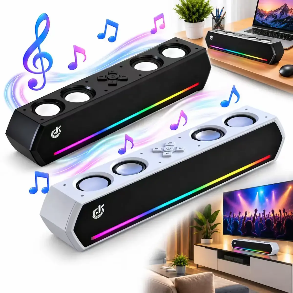 Soundbar Bluetooth 30W com 4 Alto-falantes para TV, PC e Notebook
