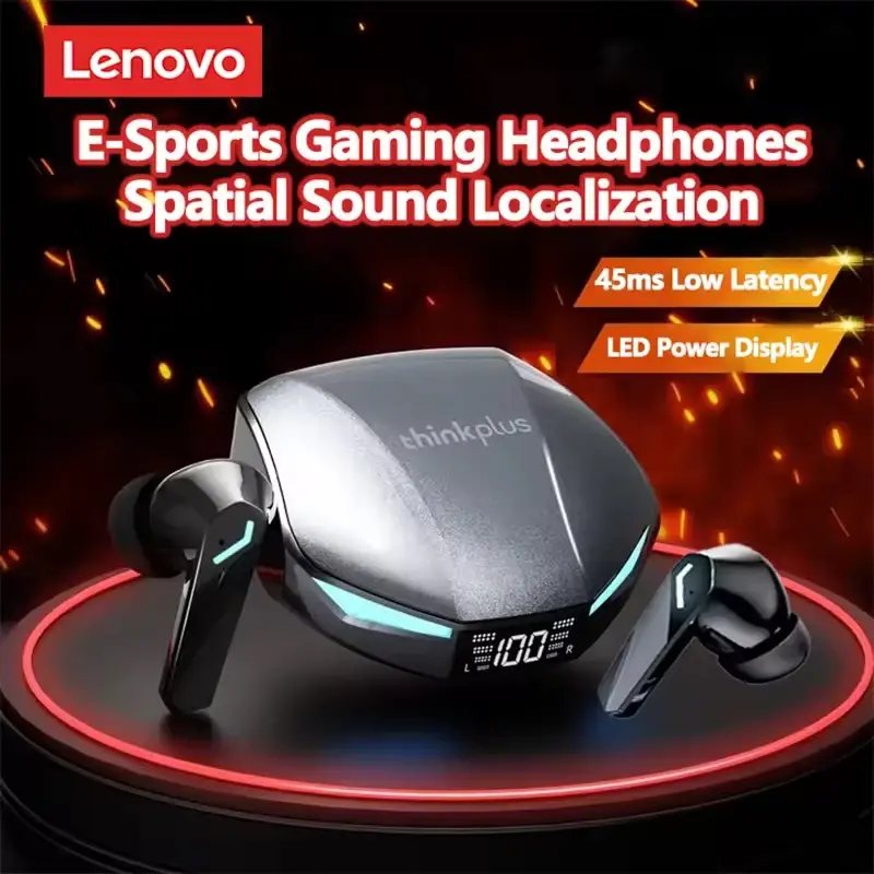 Fones de Ouvido Bluetooth 5.4 Lenovo XT53 2026 com Display de Energia LED, Fones de Ouvido para Jogos, Impermeáveis, Anti-suor, GM2, Fones de Ouvido Sem Fio Atualizados
