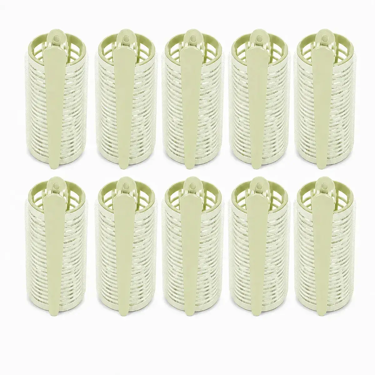 Kit Bobs com Velcro médio + clips Prisilha bico de pato ondulador Modelador cachos franja autocolante Para Cabelo 10 unidades Verde