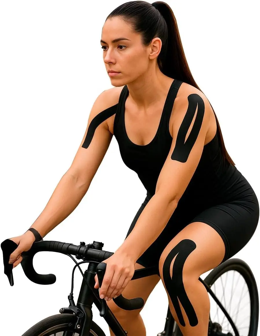 Combo 5 Fitas Kinesio Tape Bandagem Premium Elástica Adesiva para Fisioterapia Lesão Muscular Pré-Cortada Funcional Treino Recuperação Muscular Evita Lesões Duração 5 Dias