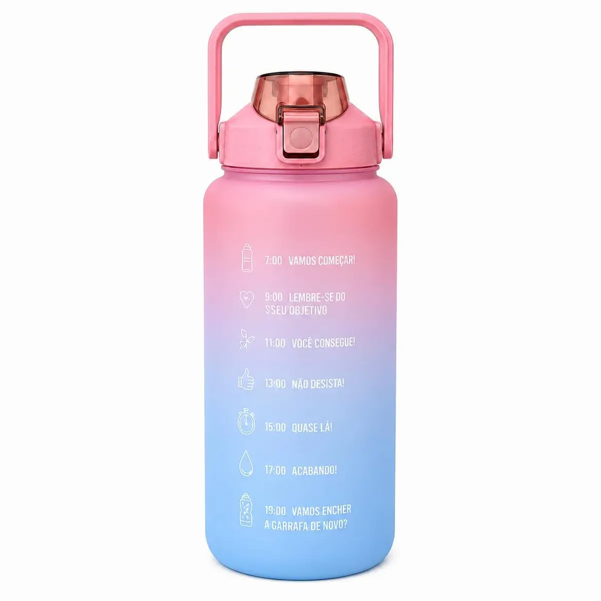Garrafa Squeeze 2 Litros com Marcador Motivacional (Rosa E Azul) - 1
