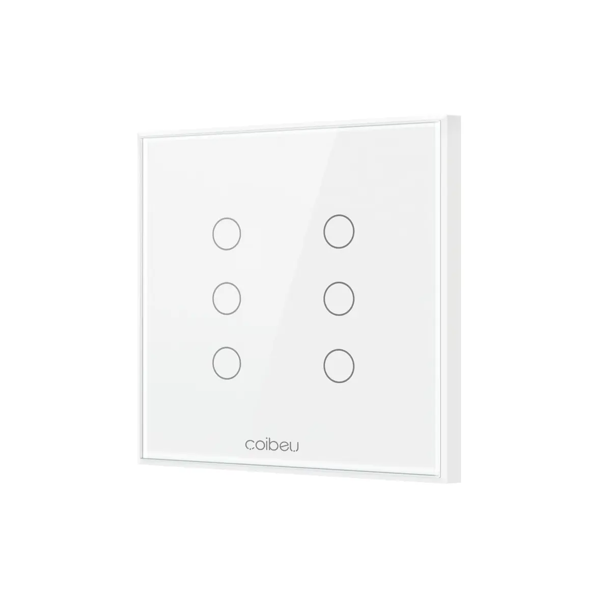 Interruptor Inteligente Wi-Fi 2,4 GHz 6 Teclas, Painel de Vidro Temperado, Controle por App e Voz (Alexa/Google), Temporizador/Automação, Compartilhamento Familiar, 100–240 V (Branco)