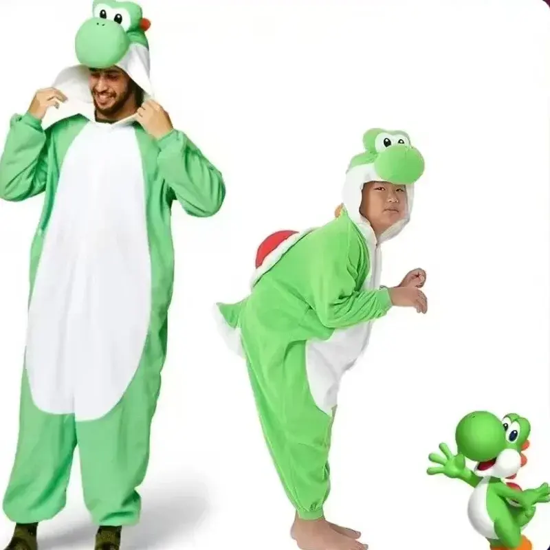 Pijama Onesie Adulto Yoshi Kawaii, Personagem de Anime em Estilo Cartoon, Roupa de Dormir, Jumpsuit, Acessório de Anime