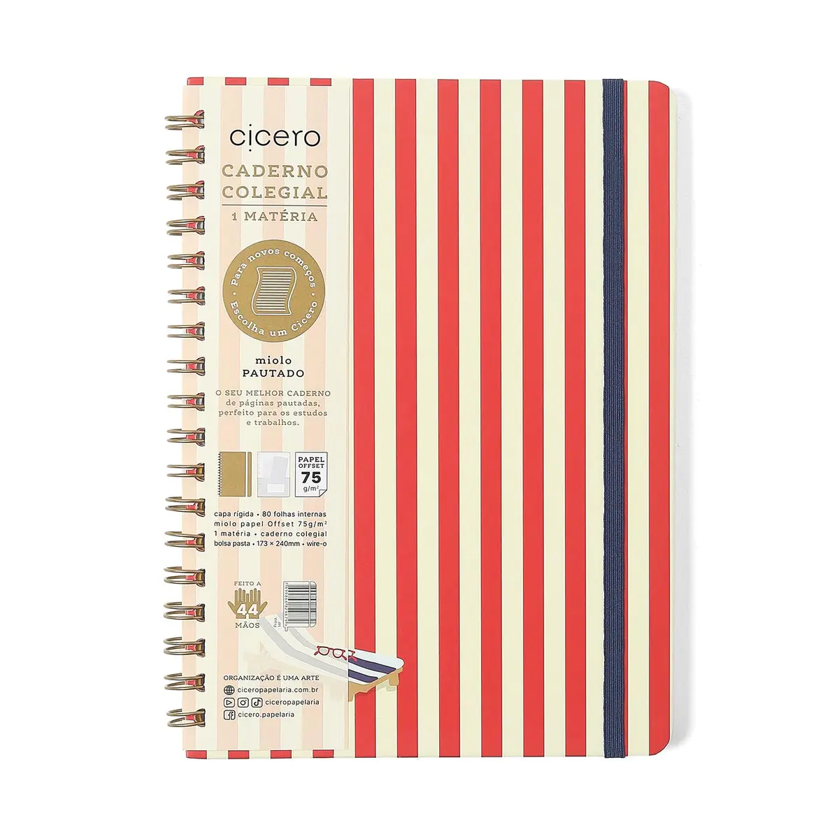CADERNO ESPIRAL PRAIA PAUTADO 17X24 SOL 1 MATERIA 80 FLS