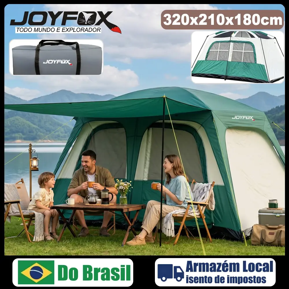 Joyfox Barraca Camping 5-8 Pessoas Tenda Impermeável Família Resistente Barraca Acampamento Com Varanda e Divisória