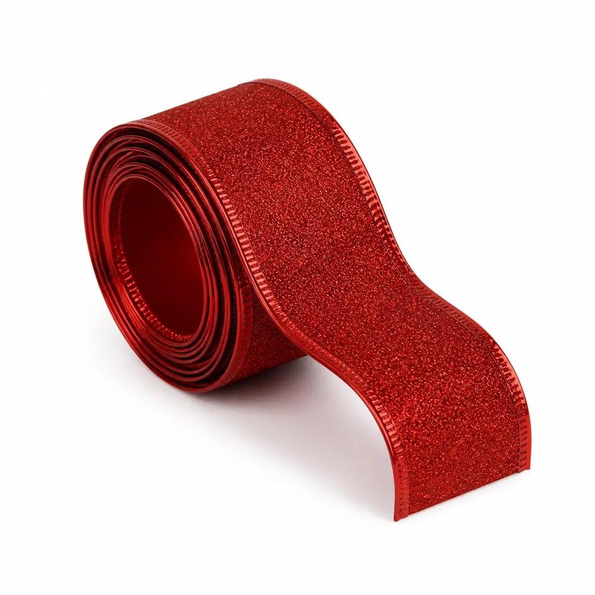 Fita Aramada 3,8cmx3m com Glitter Colorido Natal Vermelho - 1