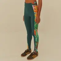 Calça Legging Feminina Farm Folhagem Banana Média Compressão Cós Médio