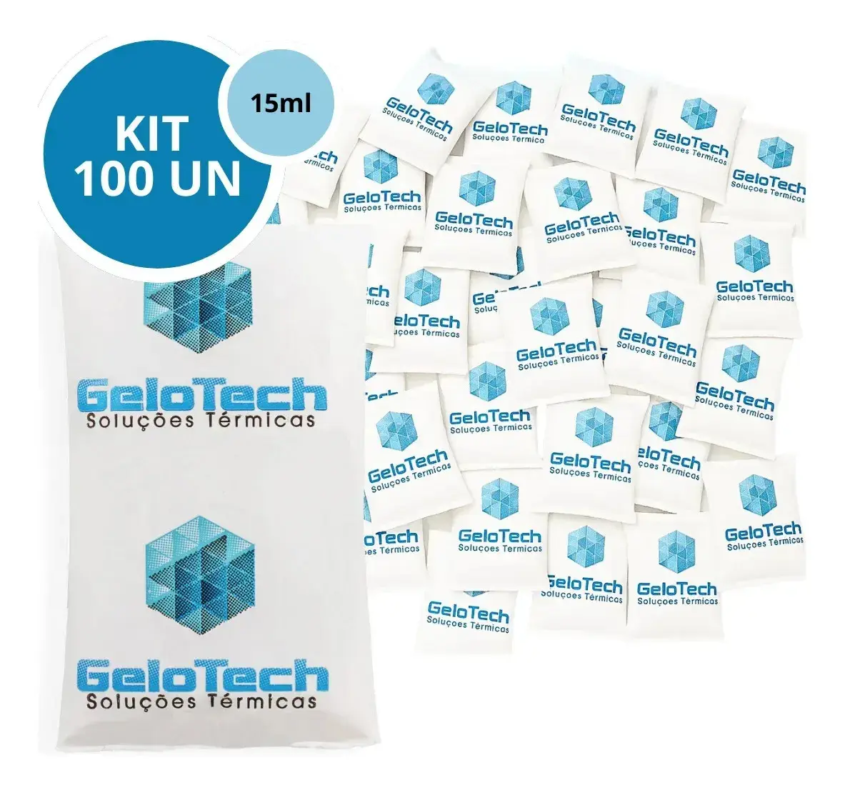 Kit 100 Gelo Gel Flexível 15g Bolsa Artificial Reutilizável Branco - 1