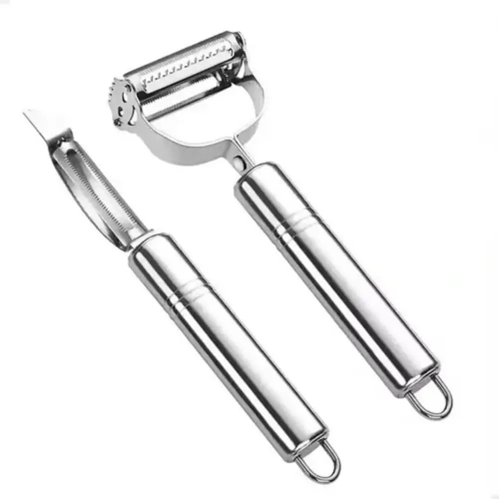 Kit Ralador e Descascador 2 Peças em Aço Inox Versátil e Durável para Frutas Legumes Queijos e Batata