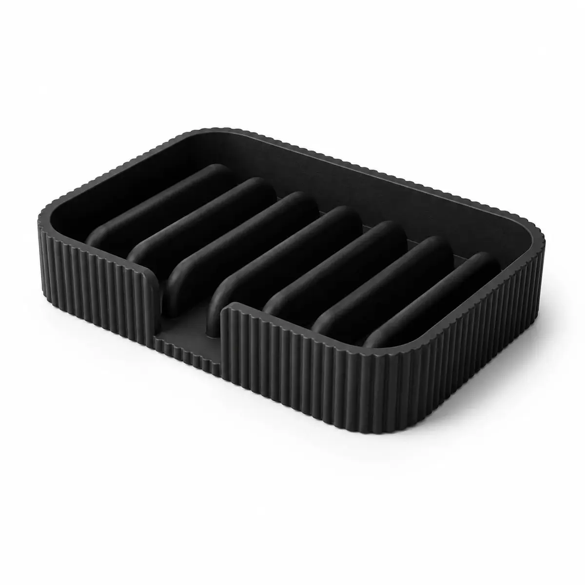 Saboneteira Minimalista com Drenagem para Banheiro, Lavabo e Sabão (Preto) | Design minimalista, apoio elevado e acabamento texturizado. Organiza pia, lavabo e banheiro com praticidade, beleza e estilo. - 1