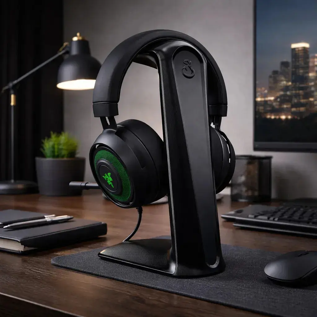 Suporte Headset Headphone Gamer Sculpy C1 Preto Mesa Fones Grandes Pés Silicone thumbnail 2