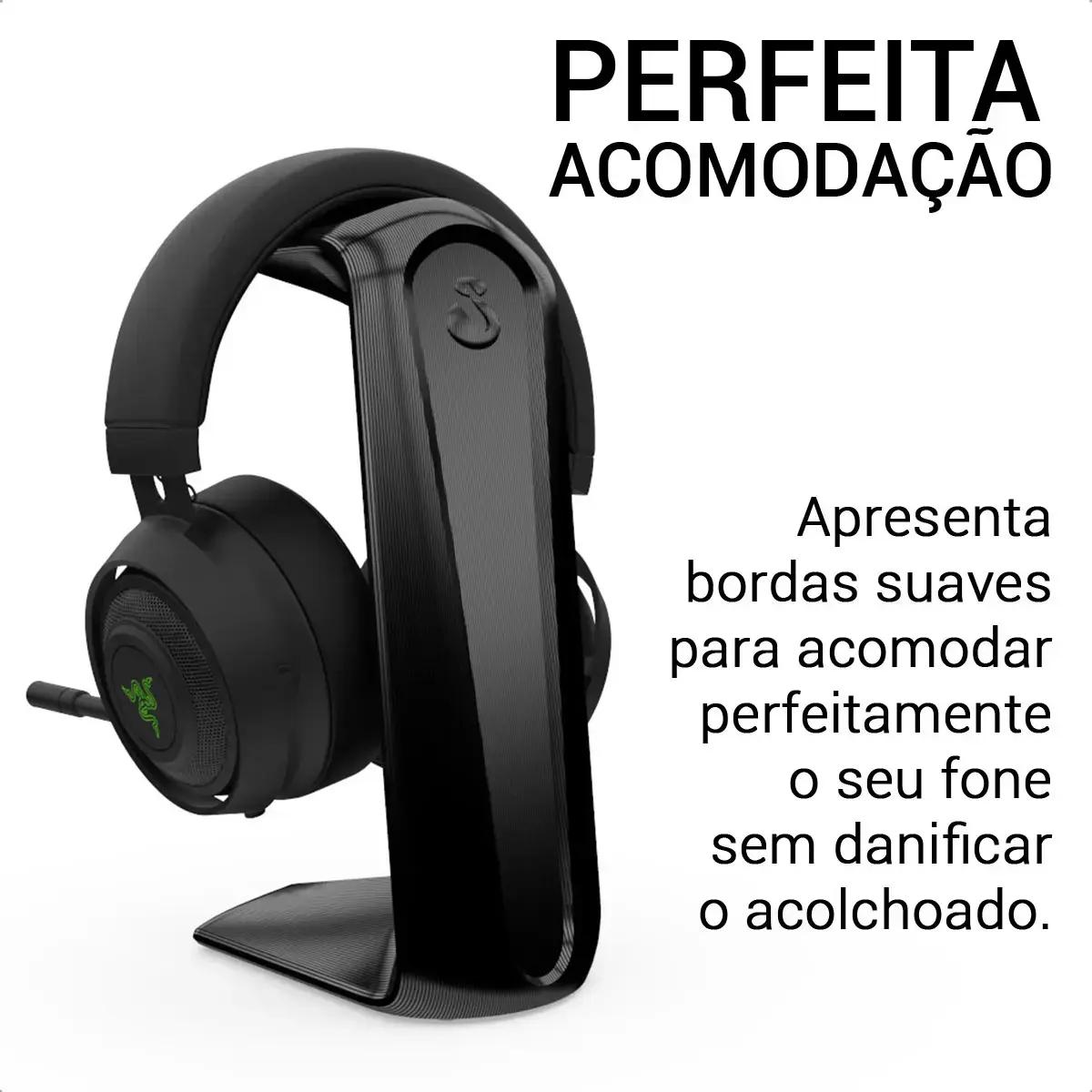 Suporte Headset Headphone Gamer Sculpy C1 Preto Mesa Fones Grandes Pés Silicone thumbnail 5