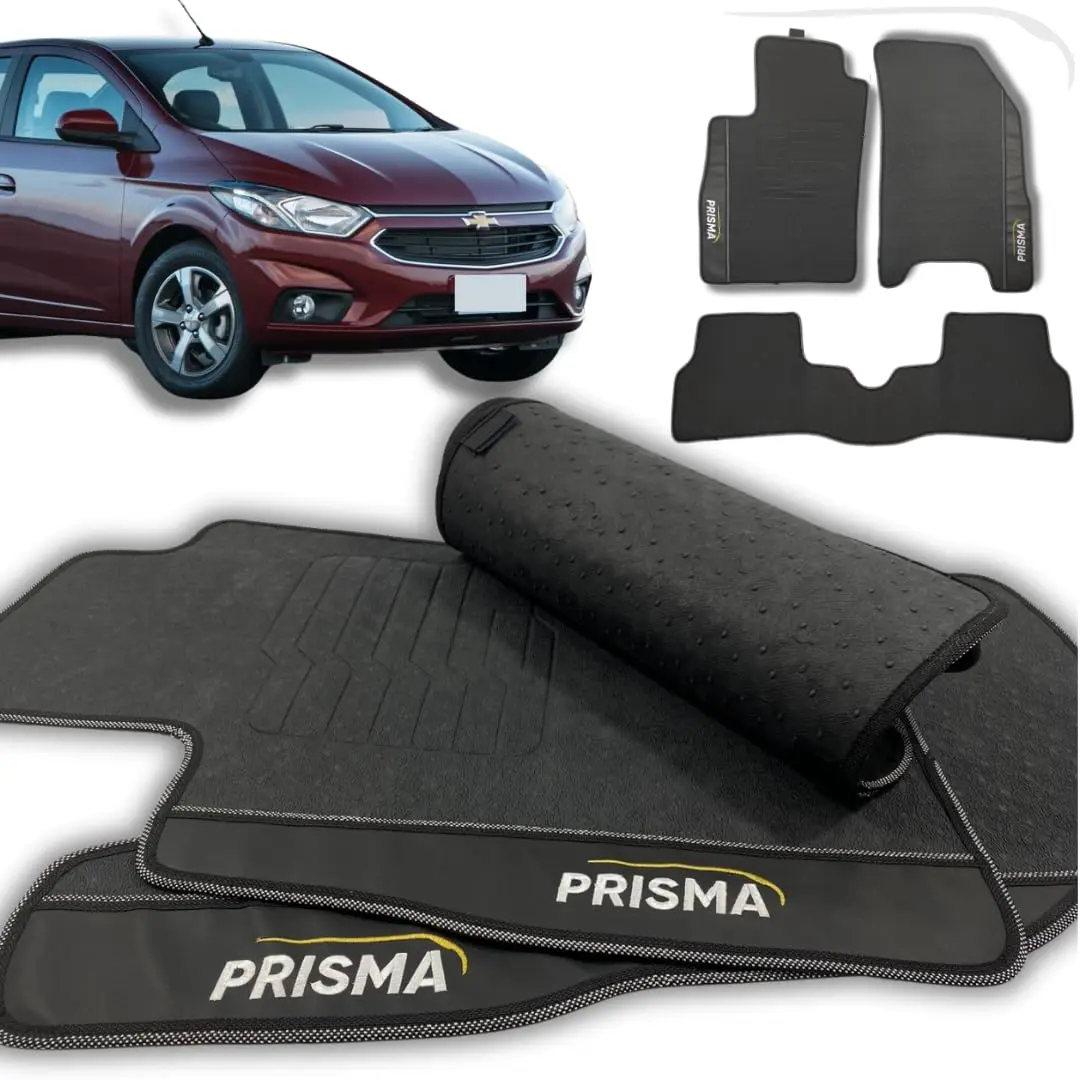Tapete Automotivo para Chevrolet Prisma 2013 2014 2015 2016 2017 2018 2019 2020 2021 2022 2023 - Jogo 3 peças Proteção Carpete