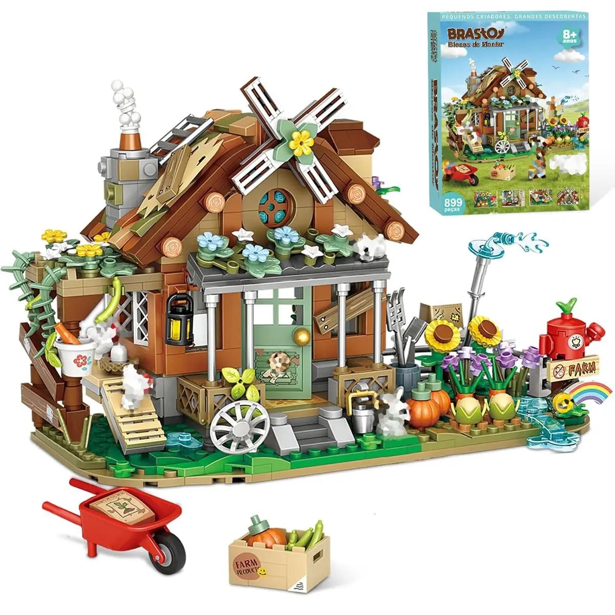 Conjunto de Blocos de Montar Construção Fazenda em Miniatura | Modelos Criativos de Animais de Fazenda, Blocos DIY - 1