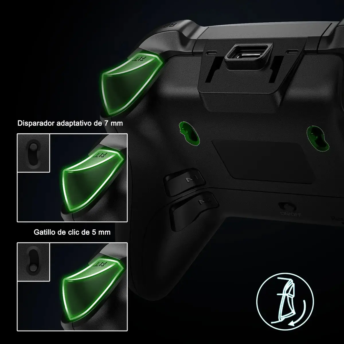 QRD Ferrox M5 Controle Sem Fio Para Xbox Series X|S, Xbox One, Pc, Switch E Android Ios Preto thumbnail 4