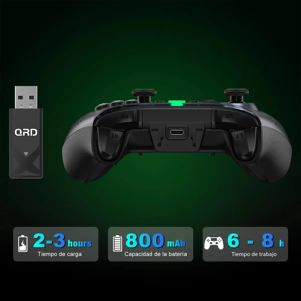 QRD Ferrox M5 Controle Sem Fio Para Xbox Series X|S, Xbox One, Pc, Switch E Android Ios Preto thumbnail 6