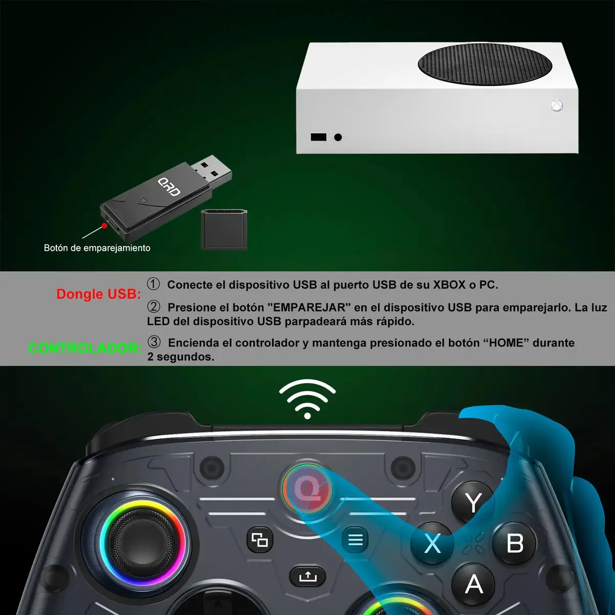 QRD Ferrox M5 Controle Sem Fio Para Xbox Series X|S, Xbox One, Pc, Switch E Android Ios Preto thumbnail 7