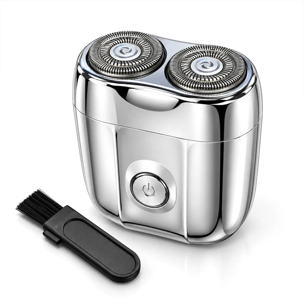 Barbeador Elétrico Portátil 2026 Aparador de Barba com Lâminas Duplas À Prova d'Água IPX5 USB Recarregável Indicador de Carga Prata - Presente para Homem - 1