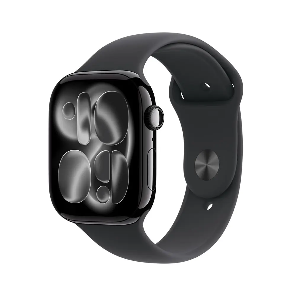 Apple Watch Series 11 GPS + Cellular, Caixa em alumínio preto brilhante de 46 mm com Bracelete desportiva preta - P/M