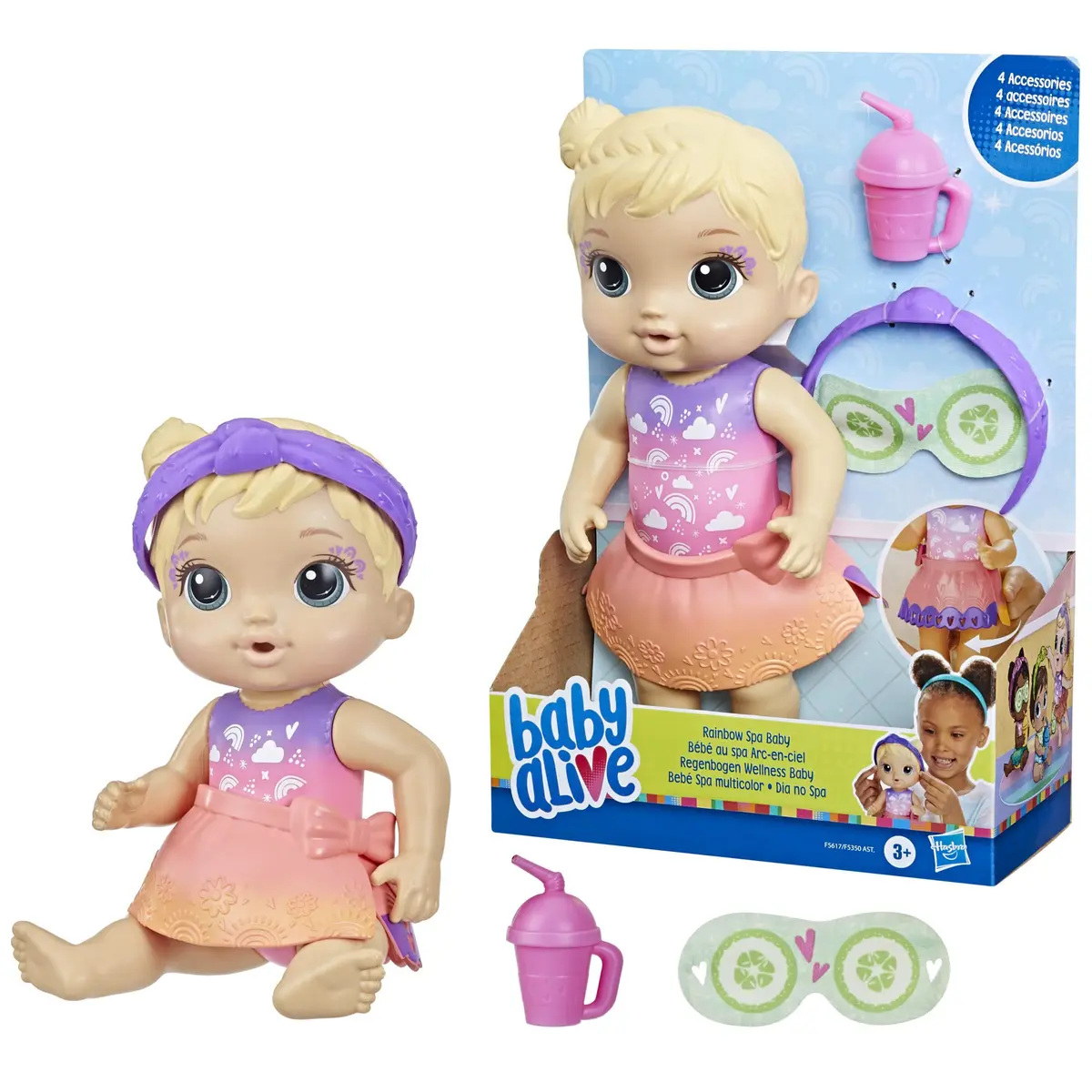 Baby Alive, Boneca, Dia no Spa - Cabelos Loiros, Inclui Máscara e Mamadeira, 22,5 cm - A partir de 3 Anos - 1