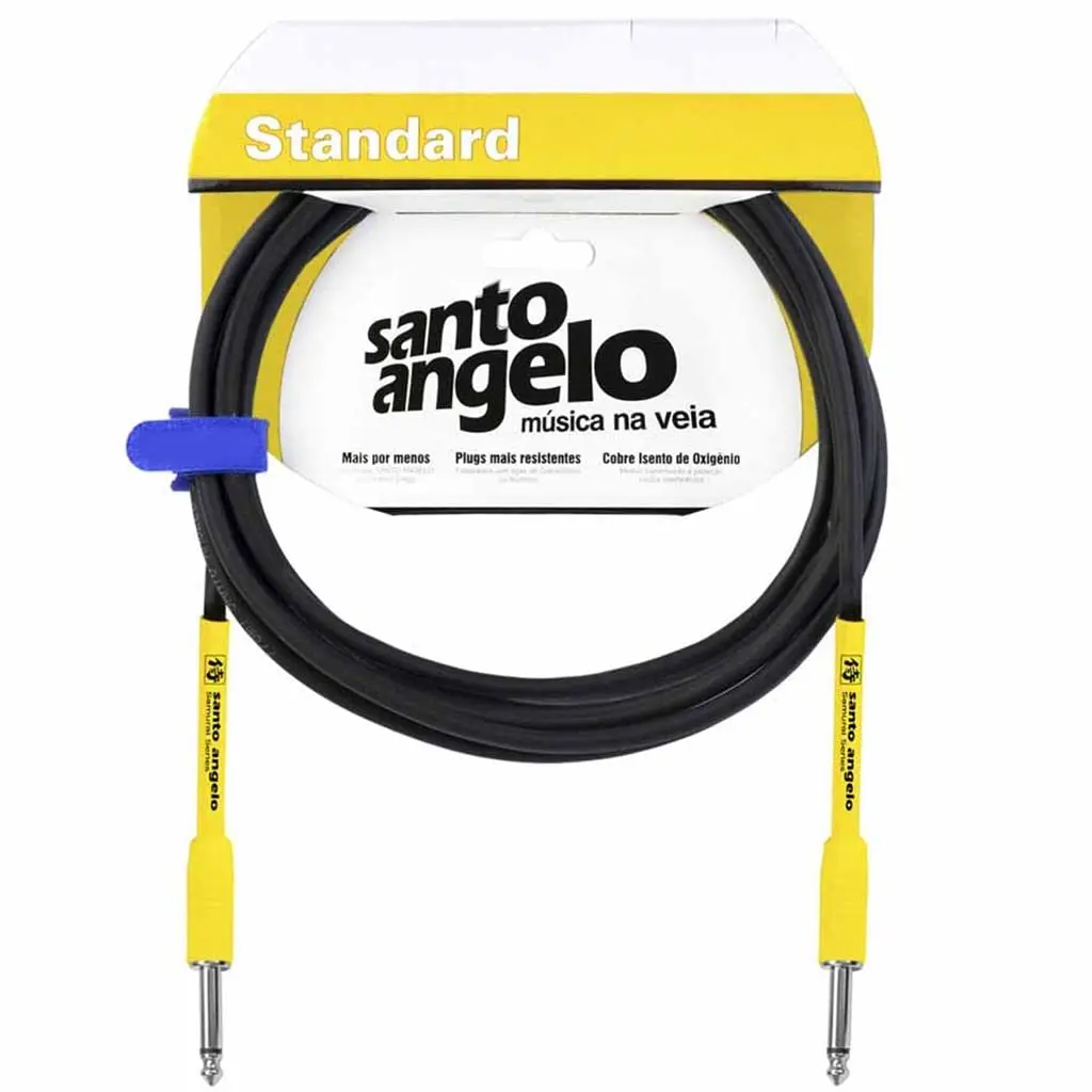 CABO DE GUITARRA SAMURAI 0,30 MM CONECTOR P10/P10 15FT 4,57 METROS PRETO - SANTO ANGELO