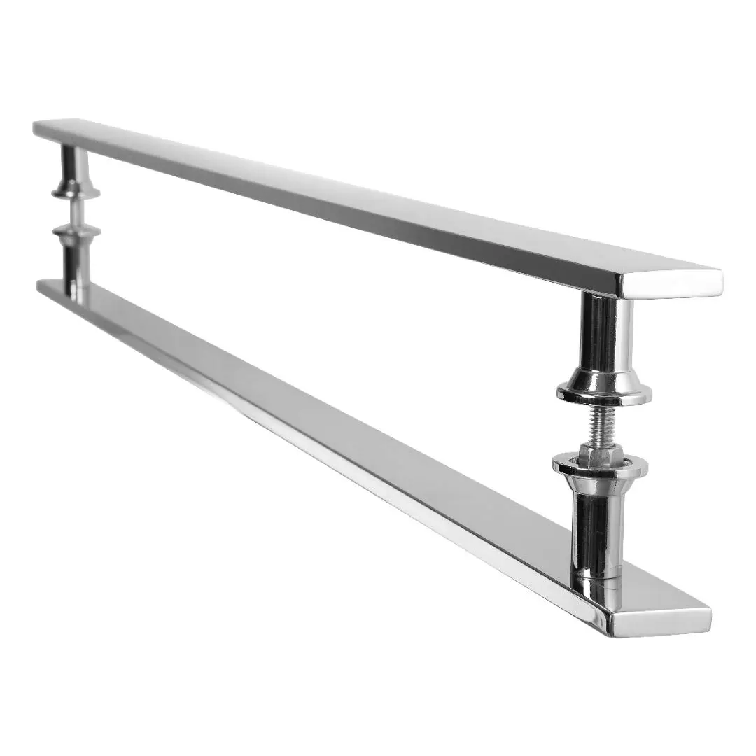 Puxador Barra Chata Inox Para Porta De Madeira Vidro 90 cm, MetalCromo, Alto Brilho