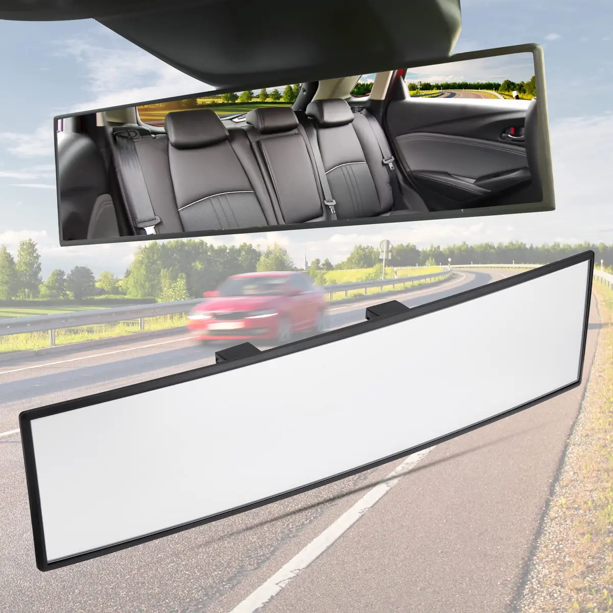 JoyTutus Espelho retrovisor, retrovisor panorâmico convexo de 30 cm, espelho retrovisor panorâmico convexo de encaixe interno, espelho retrovisor amplo angular para reduzir o ponto