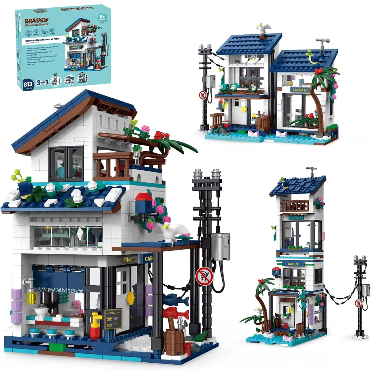 Blocos de Montar Construção STEM Brinquedos Arquitetura Edifício DIY (813 Peças)