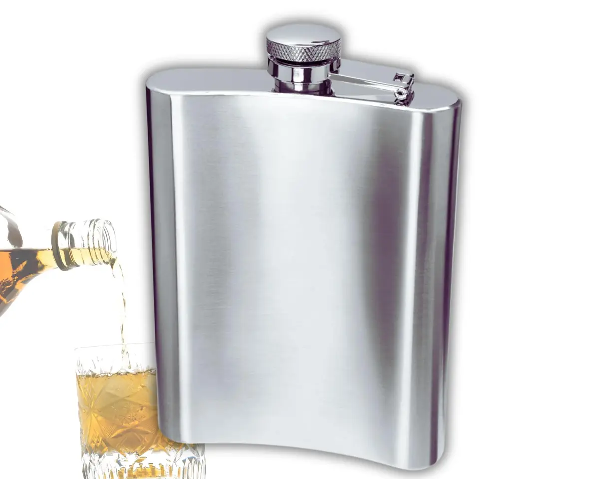 Cantil de Bolso Inox Porta Bebida Whisky Vodca 7Oz 210Ml - 1