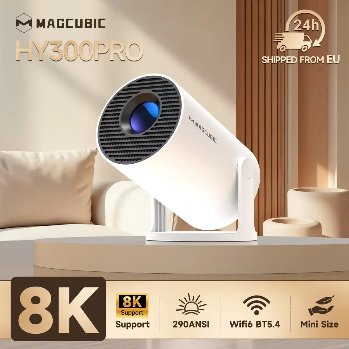 Projetor Magcubic HY300 Pro Allwinner H726 8K Android 14 Wifi6 290ANSI BT5.4 1080P 1280*720P Cinema Portátil para Uso Externo - 1