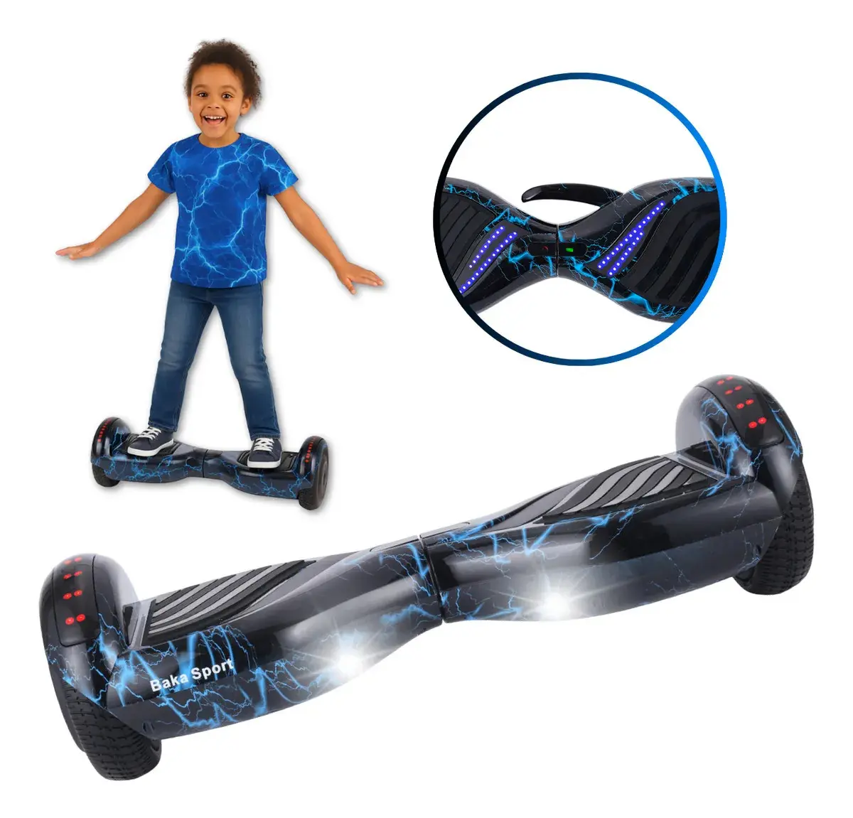 Hoverboard Infantil 6,5 Com Led E Bluetooth Pais Crianças Preto Raio