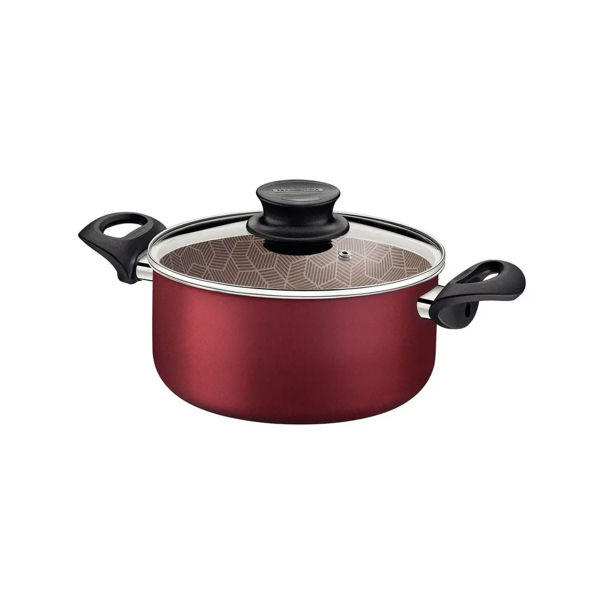 Caçarola Tramontina Paris em Alumínio com Revestimento Interno e Externo em Antiaderente Starflon Max Vermelho com Tampa de Vidro 24 cm 4,9 L