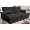 Sofá Retrátil e Reclinável 2,10m com Molas e Espuma D33 Thunder. Velusoft Cama inBox - Preto - 1