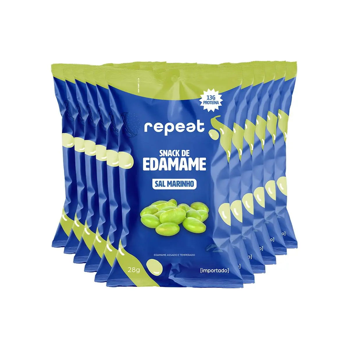 Repeat, Snack de Edamame com 13g de proteína por embalagem de 28g | Kit com 10 unidades | Snack Crocante | Naturalmente Proteico (Sal marinho) - 1