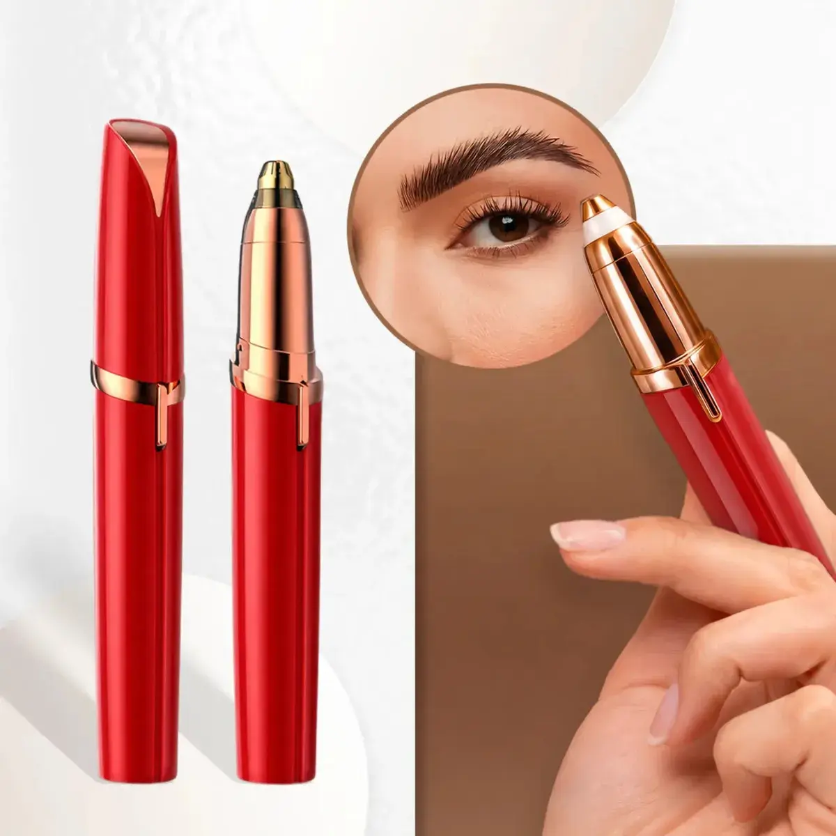 Caneta Depilador Sobrancelha Elétrico Super Premium Indolor Recarregavel 110/220v/ Depilador Aparador Elétrico De Pelos Elétrico / Removedor De Pelos Sem Dor / Depilador Facial Feminino Navi Vermelho
