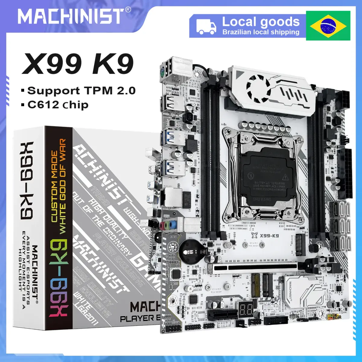 Placa-Mãe MACHINIST X99 K9 LGA2011-3 com Suporte a Interface TPM 14PIN e CPU Intel Xeon E5 V3/V4 Série DDR4 128GB MAX NVME M.2