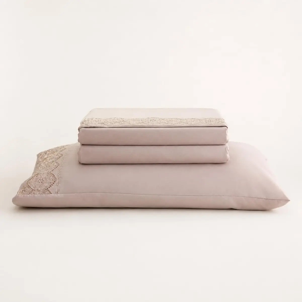 LYOR - Jogo de Cama Bordado Solteiro Belle Maison Microfibra Rosa
