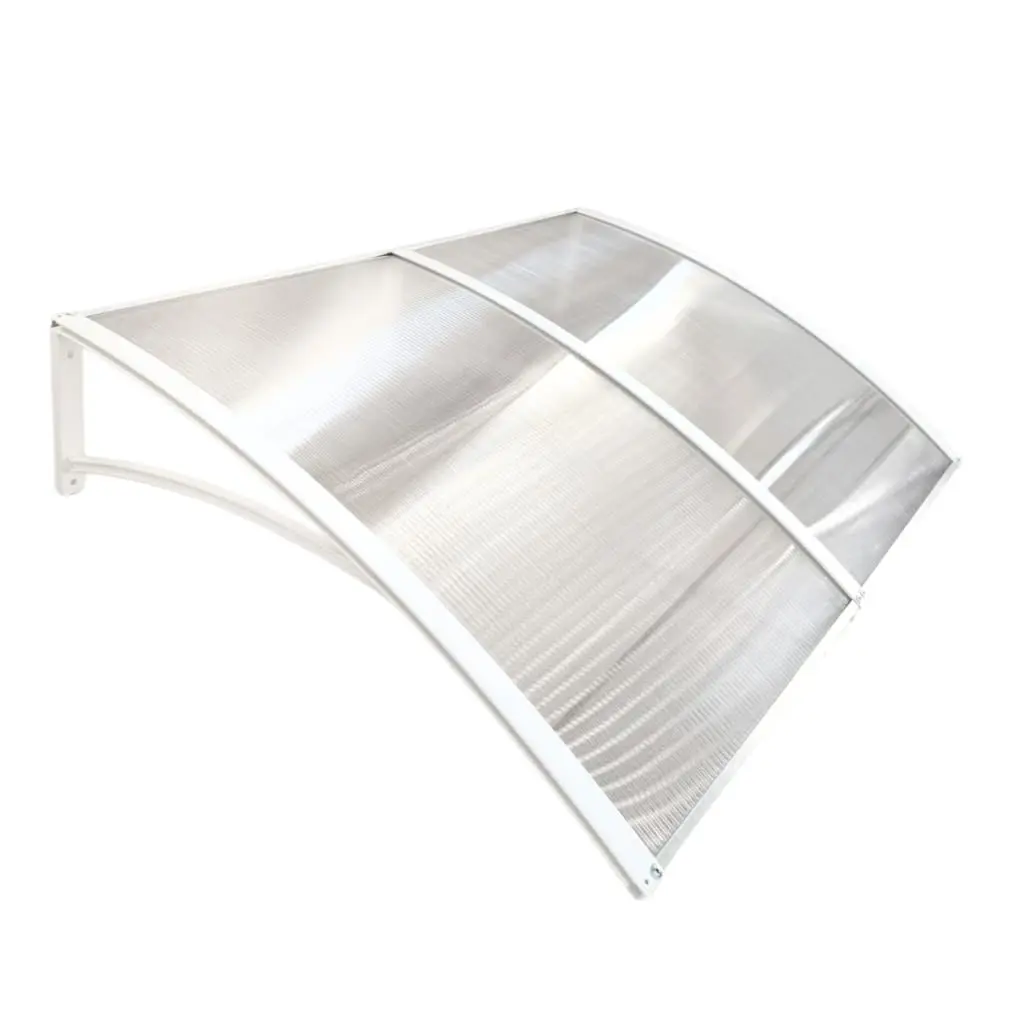 Toldo Policarbonato 100 a 200x70cm Alta Resistência, Proteção UV area externa portas e janelas(Branco c/translucido,200x70cm)