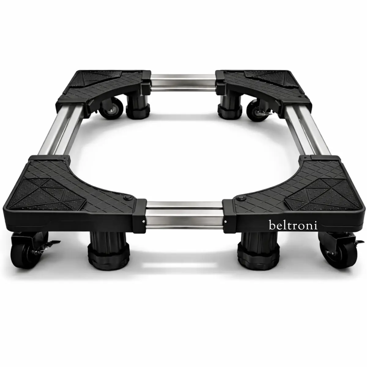 Suporte Ajustável Com Rodinhas Suporta 150kg Reforçado Premium Para Geladeira Fogão Máquina de lavar(PRETO)