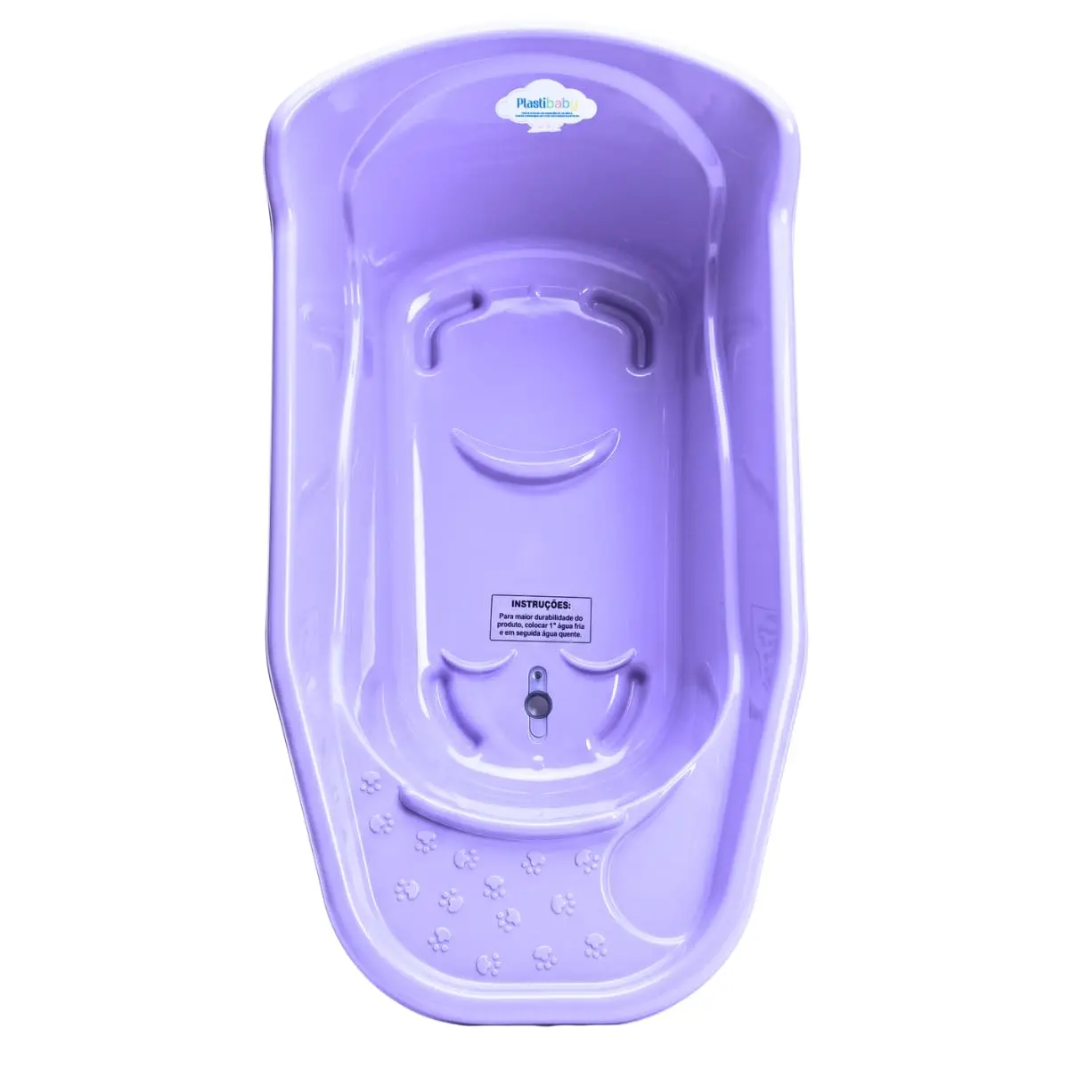 Banheira Infantil Plastibaby 20L (Lilás) | Livre de BPA, Formato Anatômico, Válvula de Silicone, Apoio para Bumbum e Pés, Bordas Reforçadas