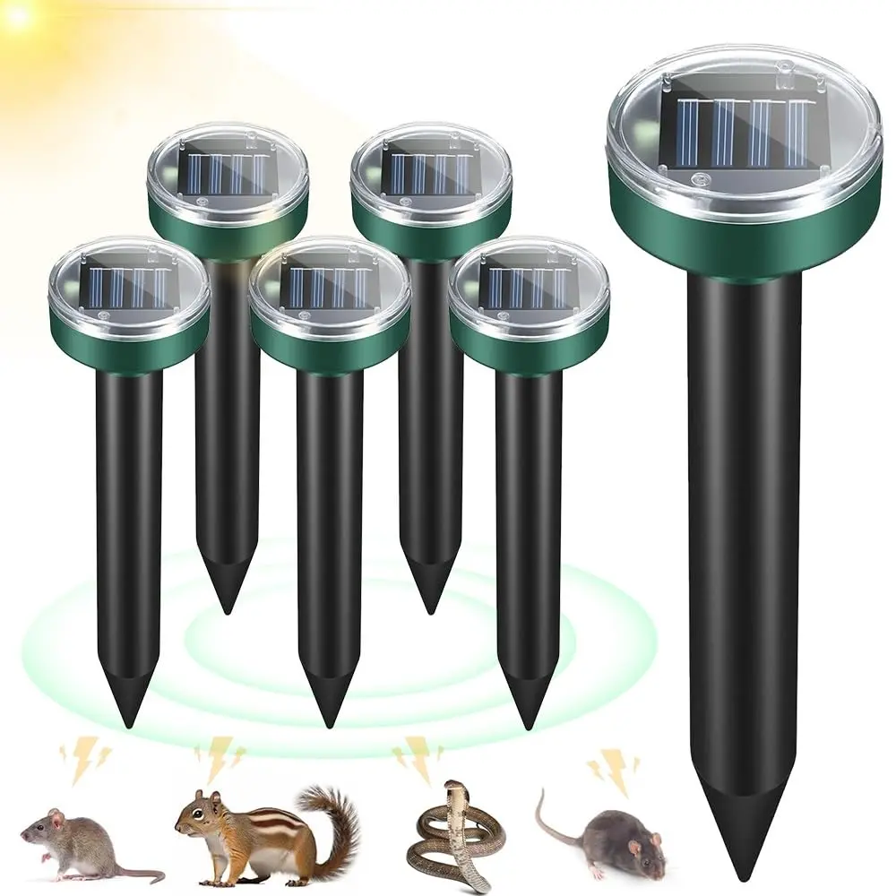 6 Peças Repelente Ultrassonico, Movido à Energia Solar com Luz Led, Para Animais E Repelente de Pragas, Pode Ser Usado para Jardim, Gramado